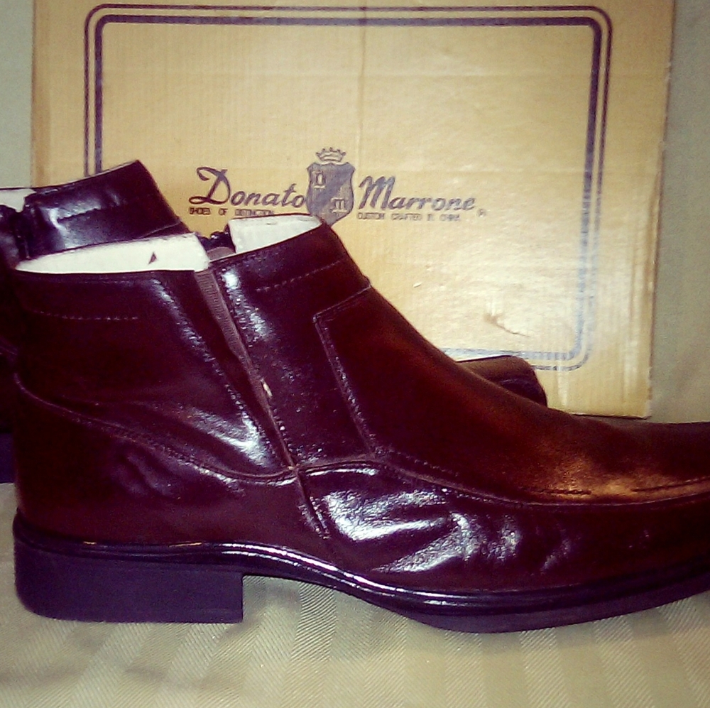 Men's Donato Marrone Brown Leather Ankle Zip Boots